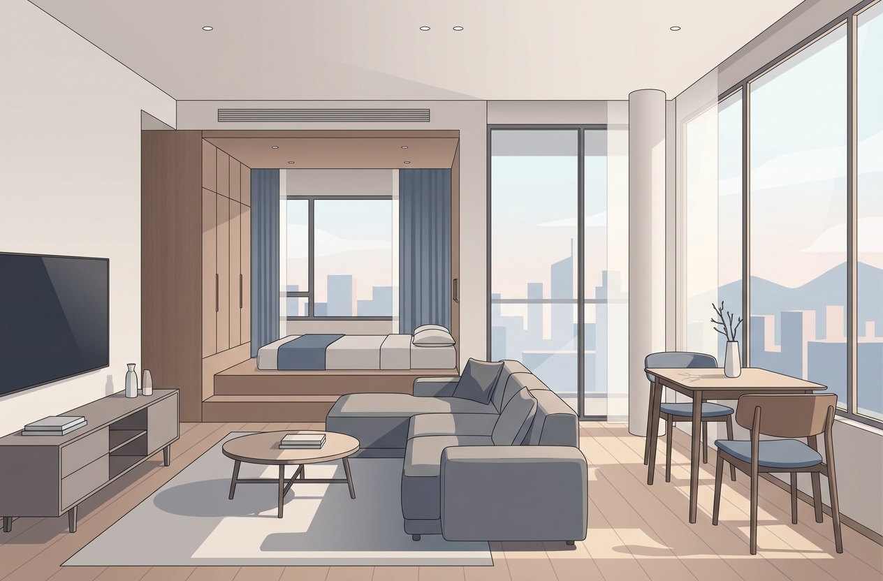 Studio Apartment: планировка с B&B Italia | Казахстан