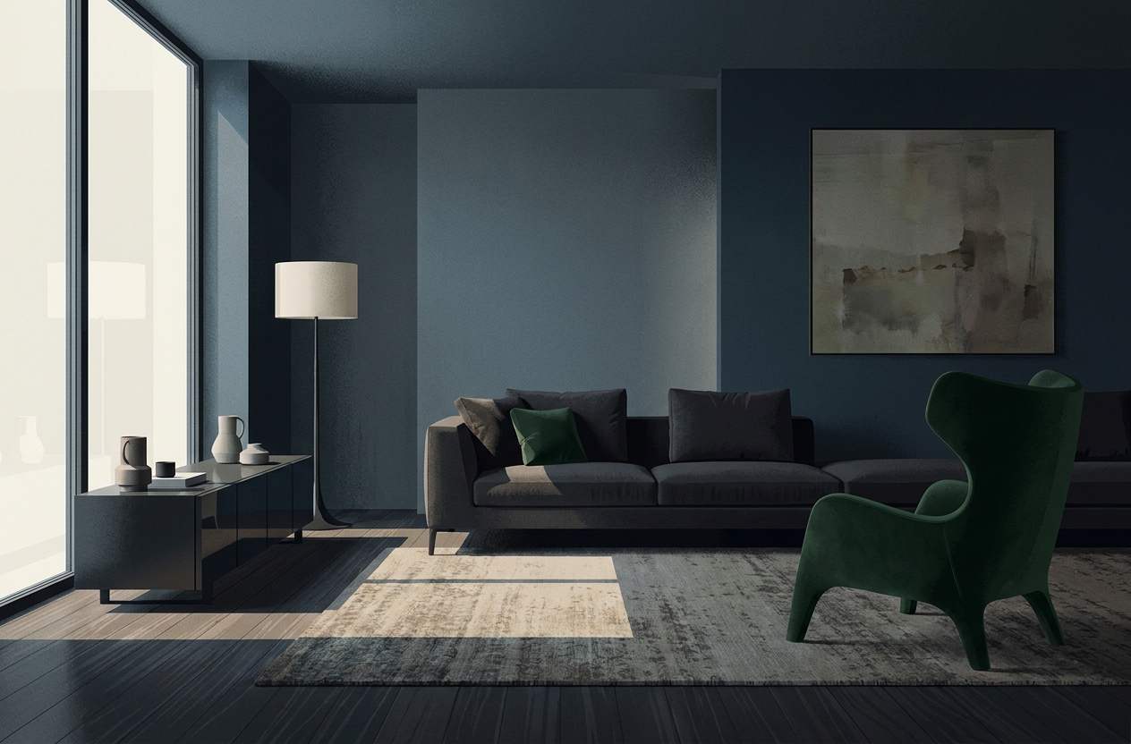 Moody living room: тренд в интерьере с B&B Italia