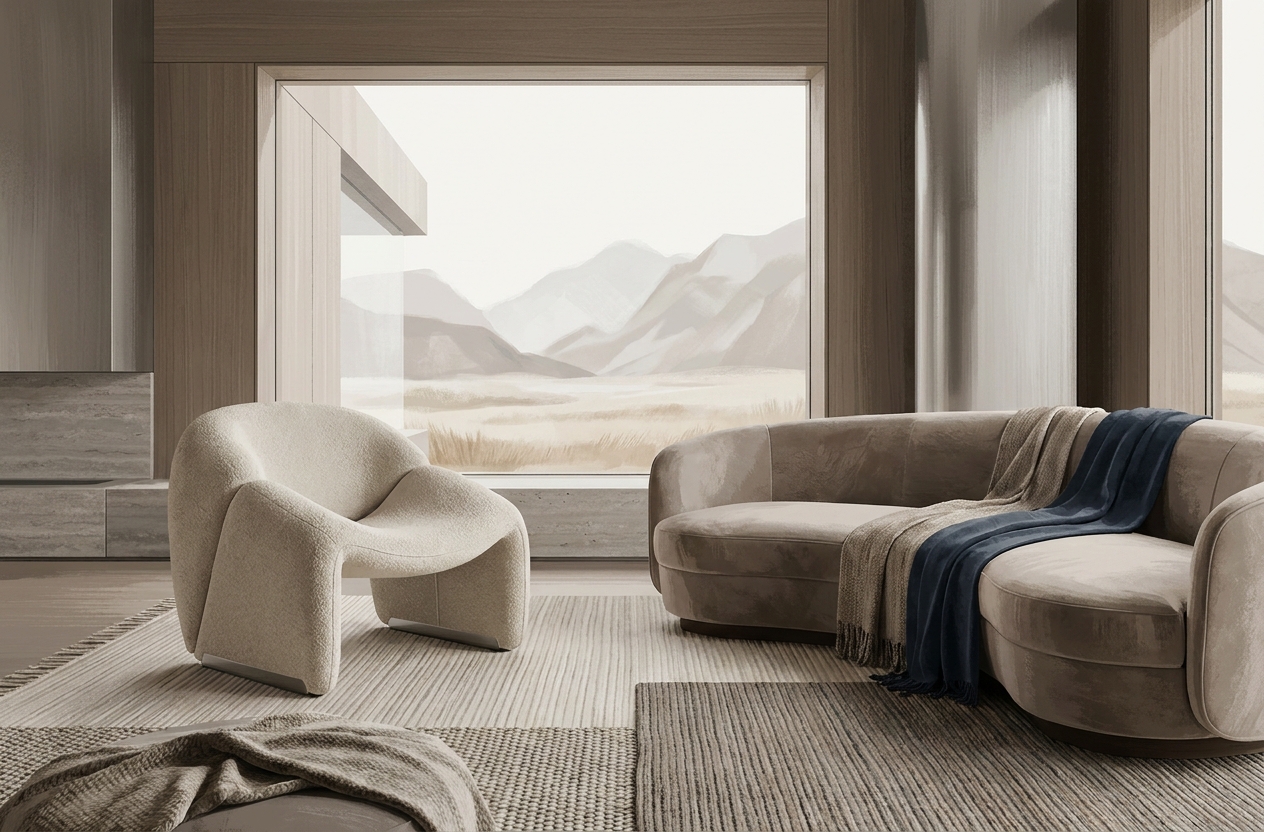 Текстурная глубина в интерьере: B&B Italia в Казахстане